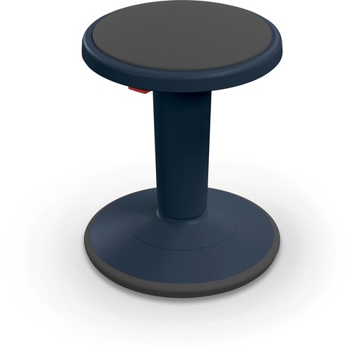 MooreCo Hierarchy Grow Stool - Gray Polypropylene, Thermoplastic Elastomer (TPE) Seat - Navy Polypropylene Frame - Rounded Base - 1 Each