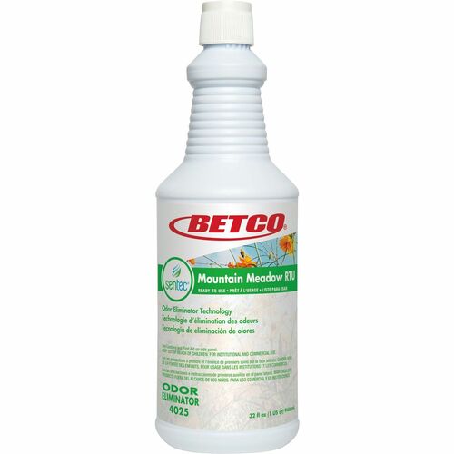 Betco RTU Malodor Eliminator Mountain Meadow - Ready-To-Use - 32 fl oz (1 quart) - Mountain Meadow Scent - 1 Each - Clear