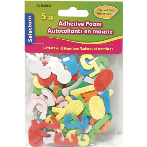 Selectum Letter & Number - Learning Theme/Subject - Self-adhesive - Assorted - Foam - 1 Each - Non-Magnetic Letters & Numbers - LPRSL54554
