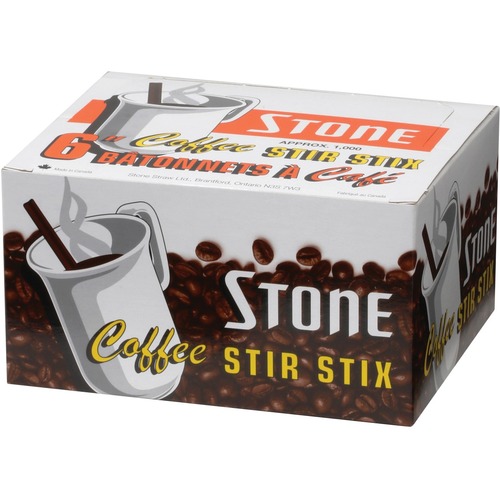 Stone Stir Stick - 6" Length - Plastic - 1000 / Box - Brown