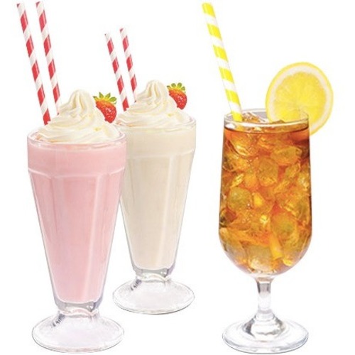 Stone 8" Milkshake Paper Straws Wrapped - 8" (203.20 mm) Length x 22.50" (571.50 mm) Width x 28" (711.20 mm) Height - Paper - 400 / Box - Assorted = FOD400300