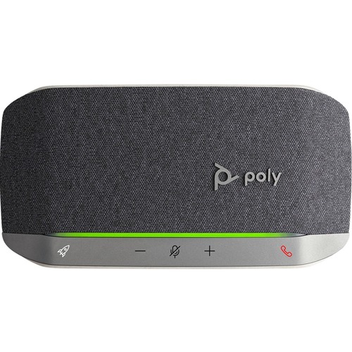 Poly Sync 20 Portable Speakerphone, USB-C, Bluetooth for Smartphone, Microphone, Battery Black, Silver - Black, Silver