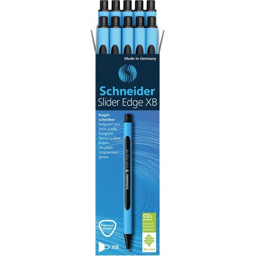 Schneider Ballpoint Pen Slider Edge M Black - Medium Pen Point - Black - Rubberized Barrel - 10 / Box = PSYRS152201