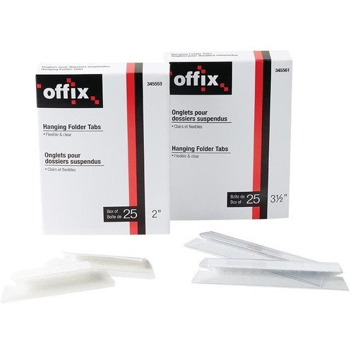 Offix Clear Flexible Tab 3.5" - Clear Plastic Tab(s) - 25 / Pack