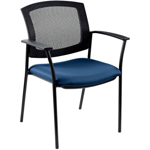 Offices To Go Ibex | Upholstered Seat & Mesh Back Guest Chair - Admiral Fabric Seat - Black Back - Four-legged Base - Armrest - 1 Each = GLB253823