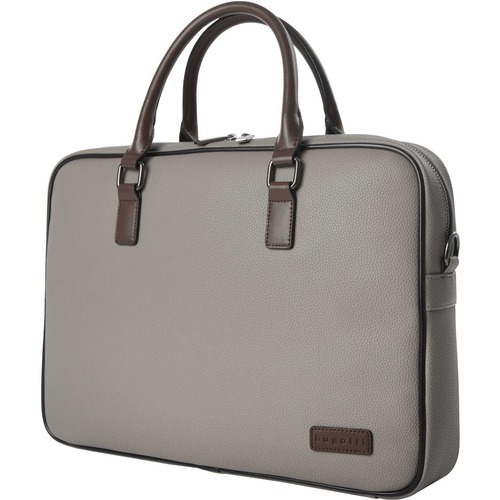 bugatti Carrying Case (Briefcase) for 14" Notebook - Gray - Vegan Leather - Handle, Trolley Strap - 11" (279.40 mm) Height x 15.50" (393.70 mm) Width x 3" (76.20 mm) Depth - 1 Pack