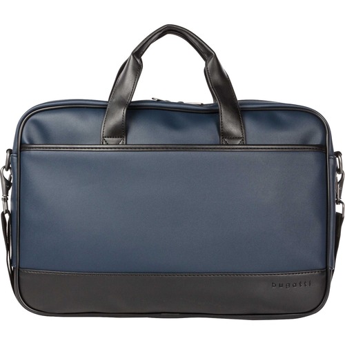 bugatti Gin & Twill Carrying Case (Briefcase) for 15.6" Notebook - Navy - Vegan Leather - Textured - Handle, Trolley Strap - 10.50" (266.70 mm) Height x 16" (406.40 mm) Width x 2.75" (69.85 mm) Depth - 1 Pack