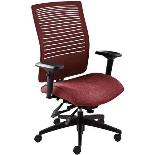 Global Loover Medium Back Multi-Tilter - Fabric Seat - Mid Back - 5-star Base - Red, Pink - Armrest - 1 Each - Medium Back - GLB194134