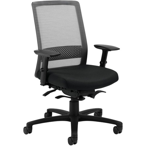 Global Spritz Weight Sensing Synchro-Tilter - Black Fabric Seat - High Back - 5-star Base - Armrest - 1 Each - High Back - GLB436659