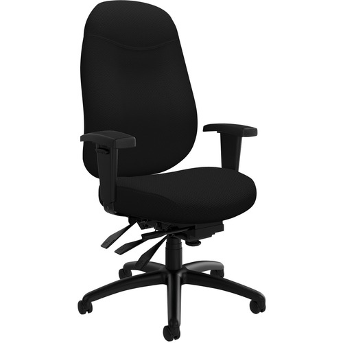 Global Granada Deluxe High Back Multi-Tilter - Black Foam, Fabric Seat - Black Fabric Back - High Back - 5-star Base - Armrest - 1 Each - High Back - GLB576686