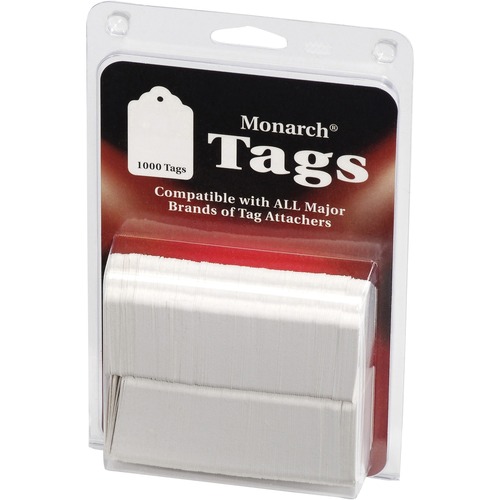 Monarch Stringless, White - 1.75" (44.45 mm) Length x 1.13" (28.58 mm) Width - 1000 / Pack - White = MNK000135NS