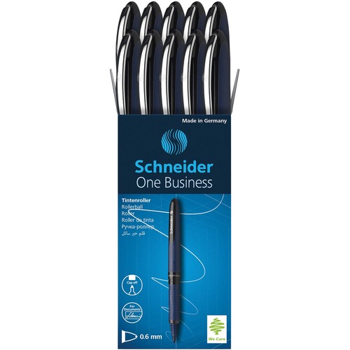 Schneider One Business Rollerball Pen - 0.6 mm Pen Point Size - Black - 10 / Box