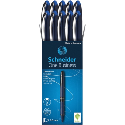 Schneider One Business Rollerball Pen - 0.6 mm Pen Point Size - Blue - 10 / Box - Rollerball Pens - PSYRS183003
