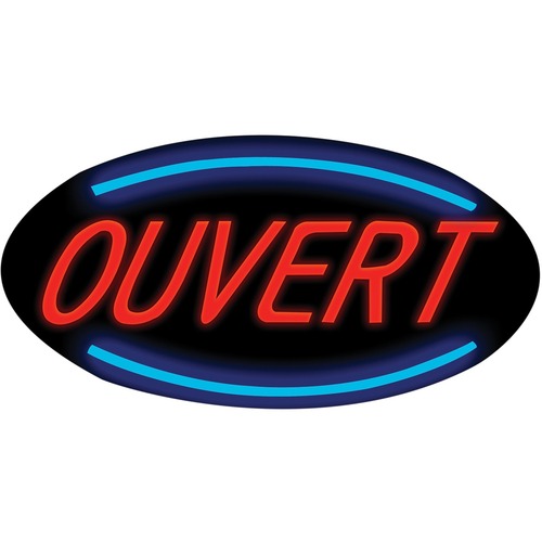 Royal Sovereign LED Light Sign  - OUVERT Print/Message - 17" (431.80 mm) Width x 9.30" (236.22 mm) Height - Rectangular Shape - LED Light - Red