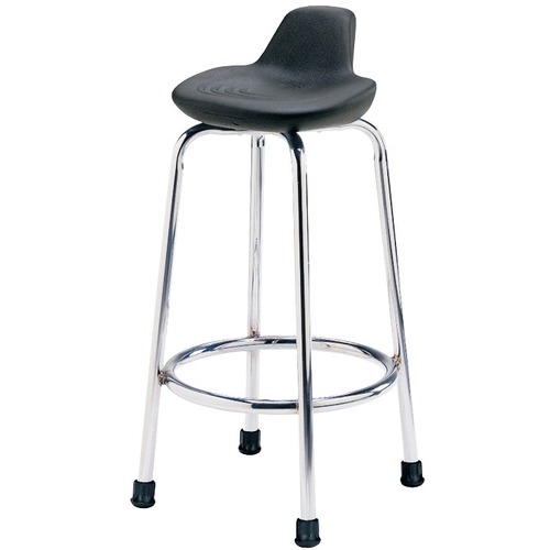 Global Minotaur Industrial Stool - Black Polyurethane Seat - 1 Each - Stools & Drafting Chairs - GLB962564