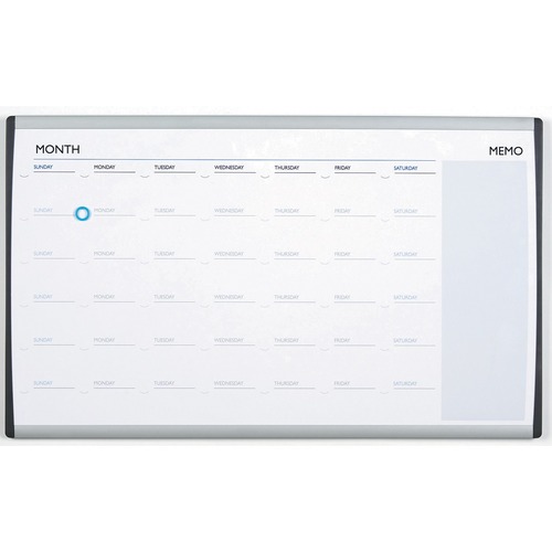 ACCO Arc Cubicle Dry-Erase Monthly Calendar, 18" x 30" - 30" (2.5 ft) Width x 18" (1.5 ft) Height - White Surface - Aluminum Frame - Rectangle - 1 Each