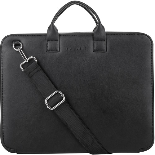 bugatti Carrying Case for 13.3" Tablet - Black - Vegan Leather - Shoulder Strap - 1 Pack