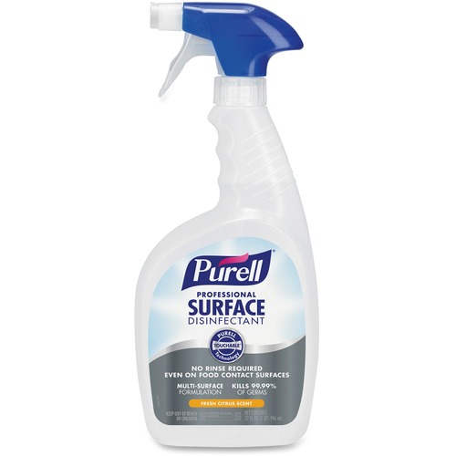 PURELL® Professional Surface Disinfectant - Ready-To-Use - 32 fl oz (1 quart) - Fresh Citrus Scent - Disinfectant, Rinse-free - Clear - 6 / Carton