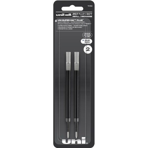 uniball™ 207 PLUS+/307 Gel Pen Refill - 0.70 mm Point - Blue Ink - Super Ink, Water Resistant, Fade Resistant, Fraud Resistant - 2 / Pack - Pen Refills - UBC70162