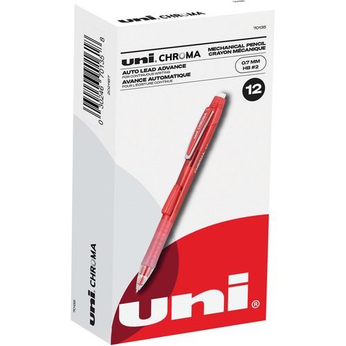 uni-ball CHROMA Mechanical Pencils - HB, #2 Lead - 0.7 mm Lead Diameter - Red Lead - Red Barrel - EACH