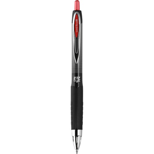 Uni-Ball 207 Plus+ Gel Pen - Medium Pen Point - 0.7 mm Pen Point Size - Retractable - Red - Metal Barrel - 12 / Box