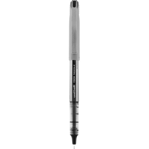 Uni-Ball Vision Needle Rollerball Pen - Micro Pen Point - 0.7 mm Pen Point Size - Black Pigment-based Ink - Matte Black Barrel - 36 / Box