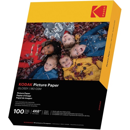 Kodak Inkjet Photo Paper - 4" x 6" - 48 lb Basis Weight - Glossy - 100 / Pack