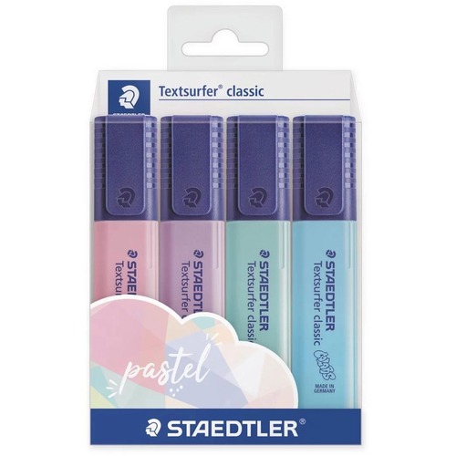 Staedtler Textsurfer Classic 364 C - Chisel Marker Point Style - Assorted Pastel Water Based Ink - Polypropylene Barrel - 4 / Pack - Pen-Style Highlighters - STD364CWP4PA