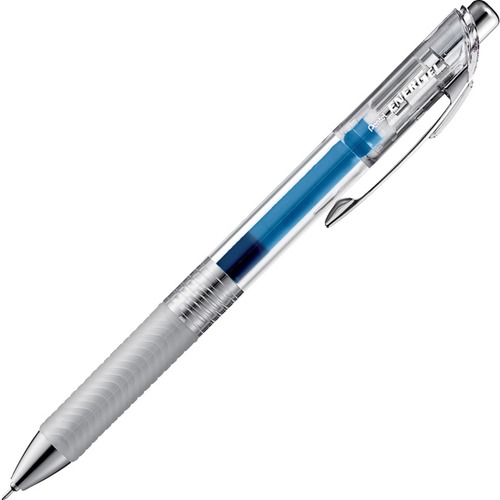 Pentel EnerGel Gel Pen - 0.5 mm Pen Point Size - Needle Pen Point Style - Refillable - Retractable - Blue Dye-based, Water Based Ink - Clear, Crystal Barrel - Metal Tip - 1 Piece
