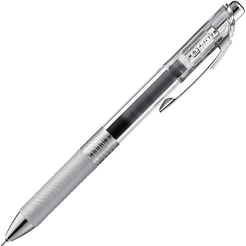 Pentel EnerGel Gel Pen - 0.5 mm Pen Point Size - Needle Pen Point Style - Refillable - Retractable - Black Dye-based, Water Based Ink - Clear, Crystal Barrel - Metal Tip - 1 Piece