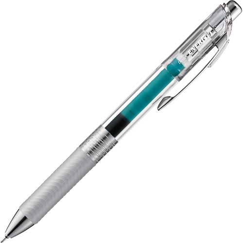Pentel EnerGel Gel Pen - 0.5 mm Pen Point Size - Needle Pen Point Style - Refillable - Retractable - Turquoise Dye-based, Water Based Ink - Clear, Crystal Barrel - Metal Tip - 1 Piece