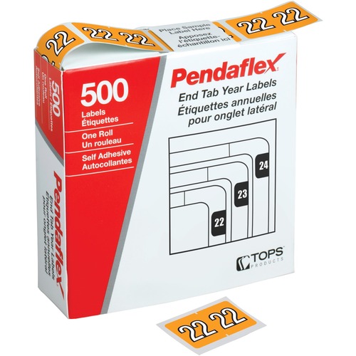 Pendaflex ID Label - "2022" - Rectangle - Light Orange, White - 500 / Box