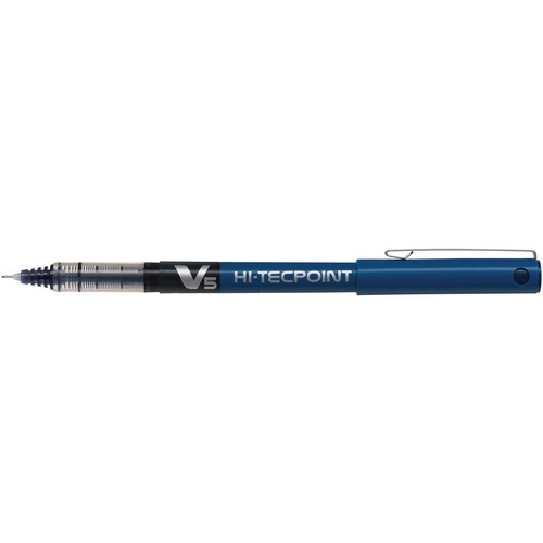Pilot Hi-Tecpoint Rollerball Pen - 0.5 mm Pen Point Size - Needle Pen Point Style - Black/Blue Liquid Ink - 12 / Box