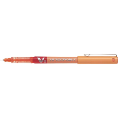 Pilot Hi-Tecpoint Rollerball Pen - 0.5 mm Pen Point Size - Needle Pen Point Style - Refillable - Orange Liquid Ink - 12 / Box