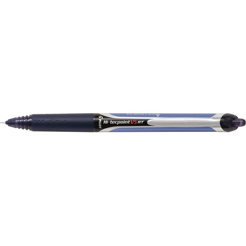 Pilot Hi-Tecpoint Rollerball Pen - 0.5 mm Pen Point Size - Refillable - Retractable - Black/Blue Liquid Ink - 12 / Box