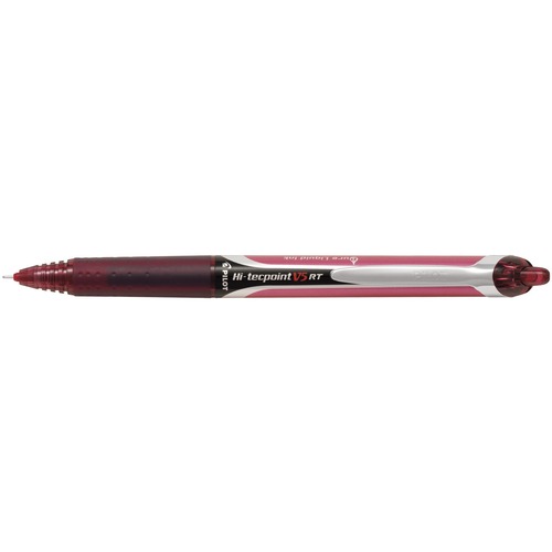 Pilot Hi-Tecpoint Rollerball Pen - 0.5 mm Pen Point Size - Refillable - Retractable - Dark Red Liquid Ink - 12 / Box