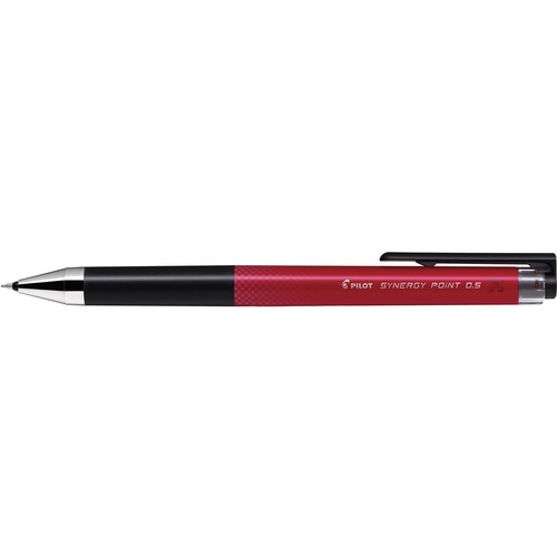 Pilot Synergy Point Rollerball Pen - 0.5 mm Pen Point Size - Needle, Conical Pen Point Style - Refillable - Retractable - Red Gel-based, Pigment-based, Water Based Ink