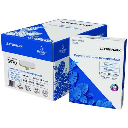 Domtar Copy & Multipurpose Paper - Black, White - 98 Brightness - Letter - 8 1/2" x 11" - 20 lb Basis Weight - Smooth - 500 / Pack