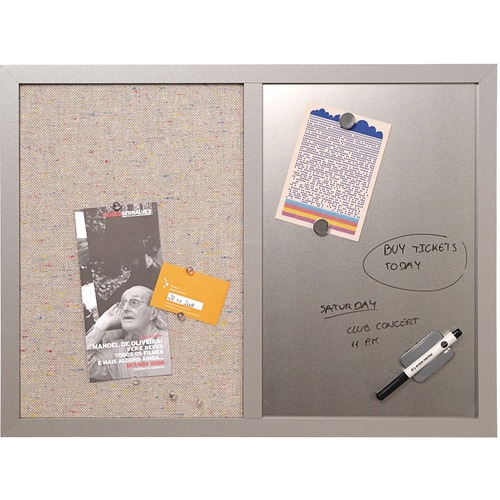 Merangue Dry Erase Board - 24" (2 ft) Width x 18" (1.5 ft) Height - Metallic Silver Fabric Surface - Gray Frame - 1 Each