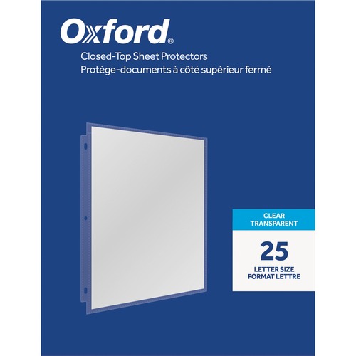Oxford Sheet Protector - 0" Thickness - For Letter 8 1/2" x 11" Sheet - 7 x Holes - Top Loading - Clear - Polypropylene - 25 / Pack
