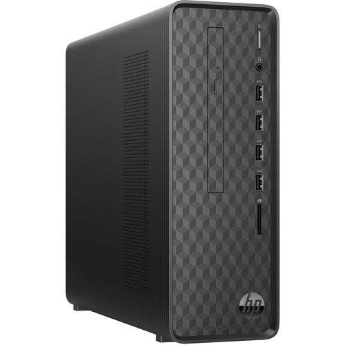 HP Slim S01-pF1000 S01-pF1046b Desktop Computer - Intel Core i3 10th Gen i3-10100 - 8 GB - 256 GB SSD - Windows 10 Home 64-bit - Intel UHD Graphics 630 DDR4 SDRAM - DVD-Writer - IEEE 802.11ac - 180 W