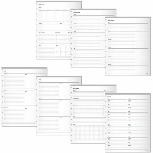 TUL® Discbound Organizational Inserts, Letter Size, White, Pack Of 100 Inserts - Discbound - White - Contact Sheet, To-do List - 100 / Pack
