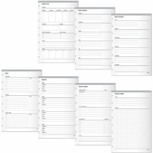 TUL® Discbound Organizational Inserts, Junior Size, White, Pack Of 100 Inserts - Discbound - White - Contact Sheet, To-do List - 100 / Pack