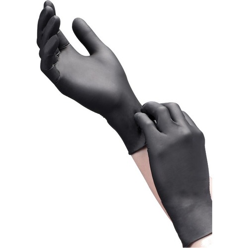Tronex 9047 Examination Glove - Abrasion Protection - Large Size - For Right/Left Hand - Black - Latex-free, Tear Resistant, Non-sterile, Textured Fingertip, Durable - For Medical - 1000