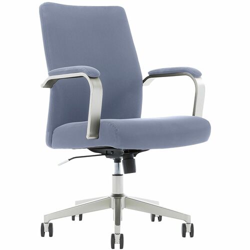 Serta® SitTrue™ Devara Faux Leather Mid-Back Manager Chair, Light Blue - Light Blue Memory Foam, Faux Leather Seat - Faux Leather Back - Silver Nylon Frame - Mid Back - 5-star Base - Faux Leather - 1