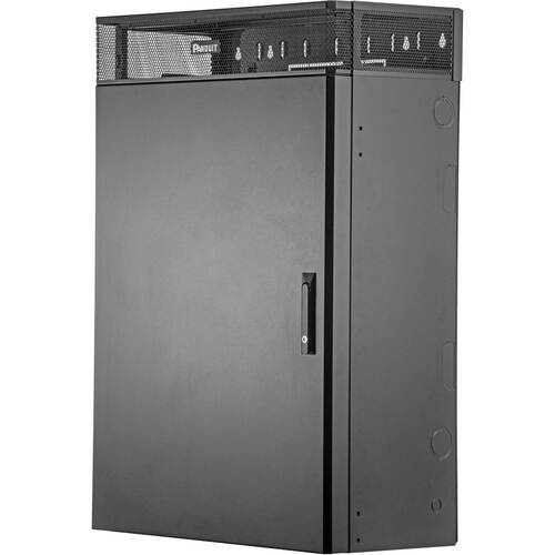PanZone TrueEdge Vertical Wall Mount Enclosure, 6RU, Black - For Server, Switch, UPS, Telecommunication, Data Center, Patch Panel - 6U Rack Height - Wall Mountable Enclosed Cabinet - Black - Galvanized Steel - 300.01 lb Maximum Weight Capacity