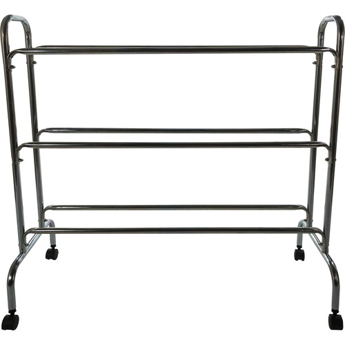 Champion Sports 12 Ball Powder-Coated Ball Cart - 4 Casters - 41" Length x 17" Width x 41" Height - Silver - 1 Each