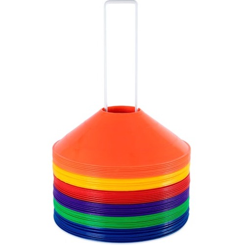 Champion Sports Saucer Field Cone Set of 48 - Royal Blue, Red, Green, Purple, Orange, Yellow
