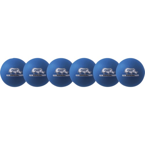 Champion Sports Rhino Skin Low Bounce Dodgeball Set - 6.30" - Low Density Foam - Neon Blue - 6 / Set