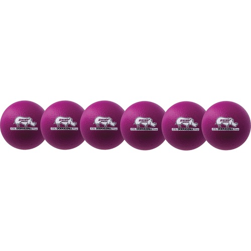 Champion Sports Rhino Skin Low Bounce Dodgeball Set - 6.30" - Low Density Foam - Neon Purple - 6 / Set